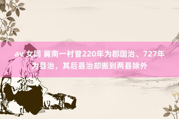 av 女同 冀南一村曾220年为郡国治、727年为县治，其后县治却搬到两县除外