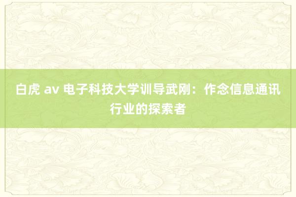 白虎 av 电子科技大学训导武刚：作念信息通讯行业的探索者