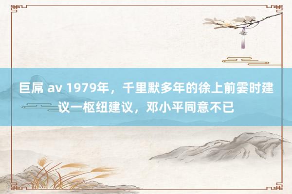 巨屌 av 1979年，千里默多年的徐上前霎时建议一枢纽建议，邓小平同意不已