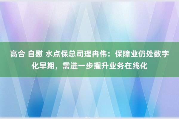 高合 自慰 水点保总司理冉伟：保障业仍处数字化早期，需进一步擢升业务在线化