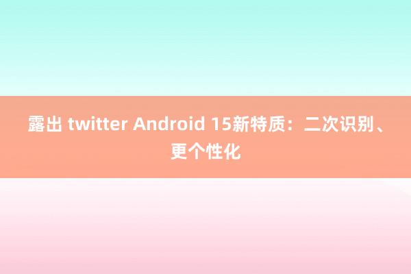 露出 twitter Android 15新特质：二次识别、更个性化