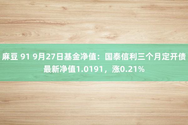 麻豆 91 9月27日基金净值：国泰信利三个月定开债最新净值1.0191，涨0.21%