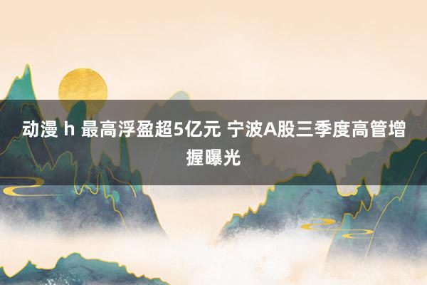 动漫 h 最高浮盈超5亿元 宁波A股三季度高管增握曝光