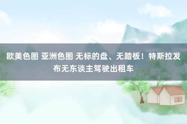 欧美色图 亚洲色图 无标的盘、无踏板！特斯拉发布无东谈主驾驶出租车