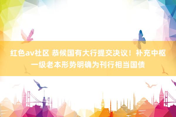 红色av社区 恭候国有大行提交决议！补充中枢一级老本形势明确为刊行相当国债