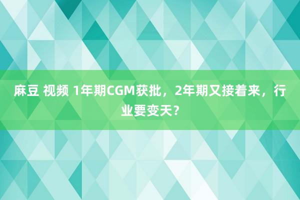麻豆 视频 1年期CGM获批，2年期又接着来，行业要变天？