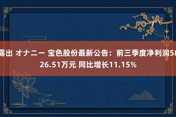 露出 オナニー 宝色股份最新公告：前三季度净利润5826.51万元 同比增长11.15%