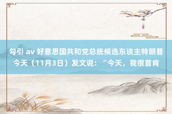 勾引 av 好意思国共和党总统候选东谈主特朗普今天（11月3日）发文说：“今天，我很首肯