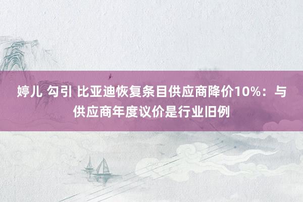 婷儿 勾引 比亚迪恢复条目供应商降价10%：与供应商年度议价是行业旧例