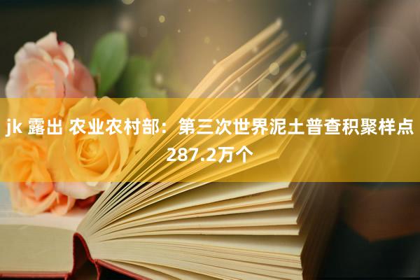 jk 露出 农业农村部：第三次世界泥土普查积聚样点287.2万个