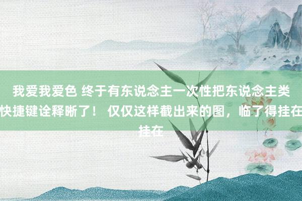 我爱我爱色 终于有东说念主一次性把东说念主类快捷键诠释晰了！ 仅仅这样截出来的图，临了得挂在
