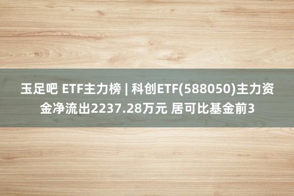 玉足吧 ETF主力榜 | 科创ETF(588050)主力资金净流出2237.28万元 居可比基金前3