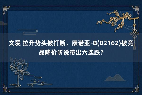 文爱 拉升势头被打断，康诺亚-B(02162)被竞品降价听说带出六连跌？