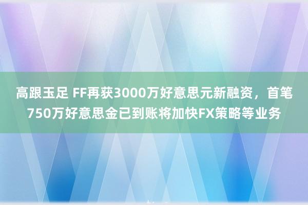高跟玉足 FF再获3000万好意思元新融资，首笔750万好意思金已到账将加快FX策略等业务