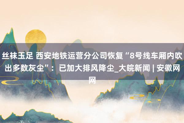 丝袜玉足 西安地铁运营分公司恢复“8号线车厢内吹出多数灰尘”：已加大排风降尘_大皖新闻 | 安徽网
