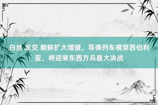 白丝 足交 朝鲜扩大增援，导弹列车横穿西伯利亚，将迎来东西方兵器大决战