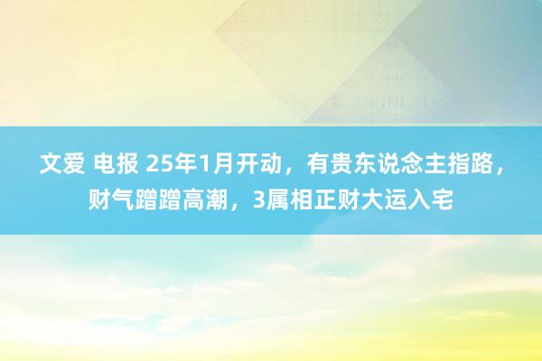 文爱 电报 25年1月开动，有贵东说念主指路，财气蹭蹭高潮，3属相正财大运入宅