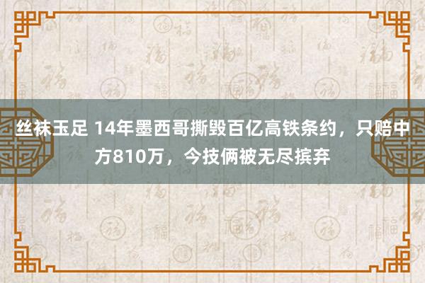 丝袜玉足 14年墨西哥撕毁百亿高铁条约，只赔中方810万，今技俩被无尽摈弃
