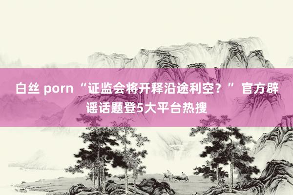 白丝 porn “证监会将开释沿途利空？” 官方辟谣话题登5大平台热搜