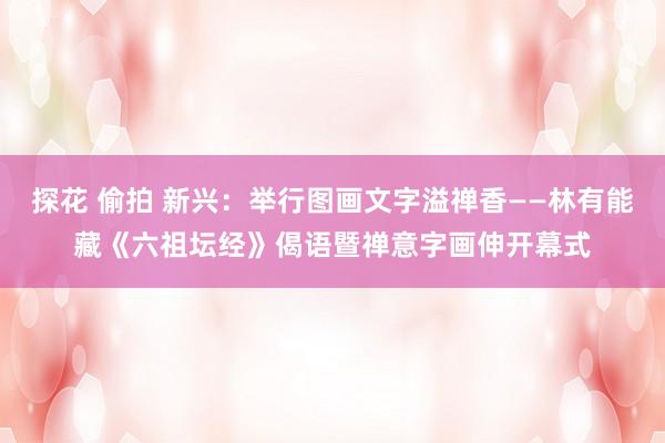 探花 偷拍 新兴：举行图画文字溢禅香——林有能藏《六祖坛经》偈语暨禅意字画伸开幕式