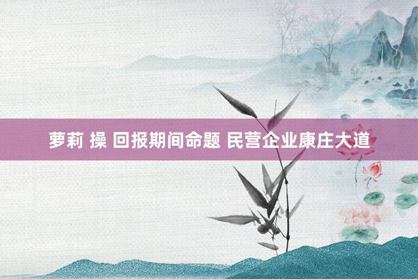 萝莉 操 回报期间命题 民营企业康庄大道