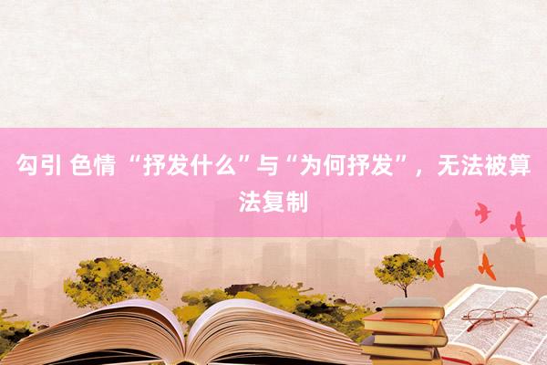 勾引 色情 “抒发什么”与“为何抒发”，无法被算法复制