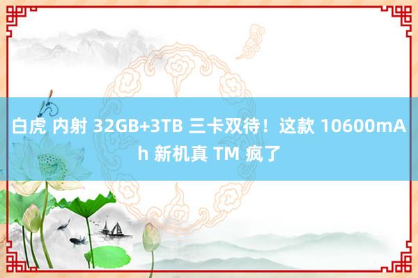 白虎 内射 32GB+3TB 三卡双待！这款 10600mAh 新机真 TM 疯了