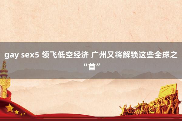 gay sex5 领飞低空经济 广州又将解锁这些全球之“首”