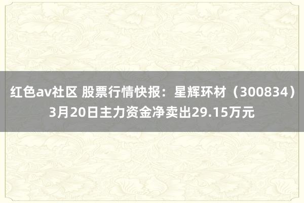 红色av社区 股票行情快报：星辉环材（300834）3月20日主力资金净卖出29.15万元