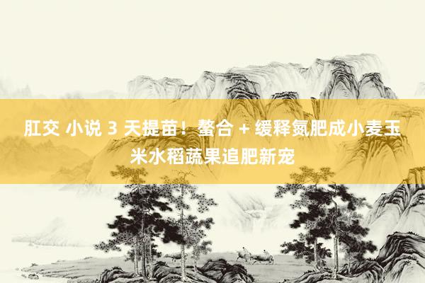 肛交 小说 3 天提苗！螯合 + 缓释氮肥成小麦玉米水稻蔬果追肥新宠