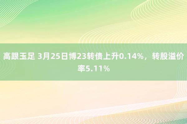 高跟玉足 3月25日博23转债上升0.14%，转股溢价率5.11%