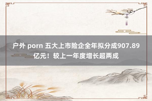 户外 porn 五大上市险企全年拟分成907.89亿元！较上一年度增长超两成
