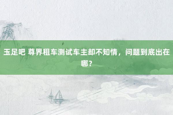 玉足吧 尊界租车测试车主却不知情，问题到底出在哪？