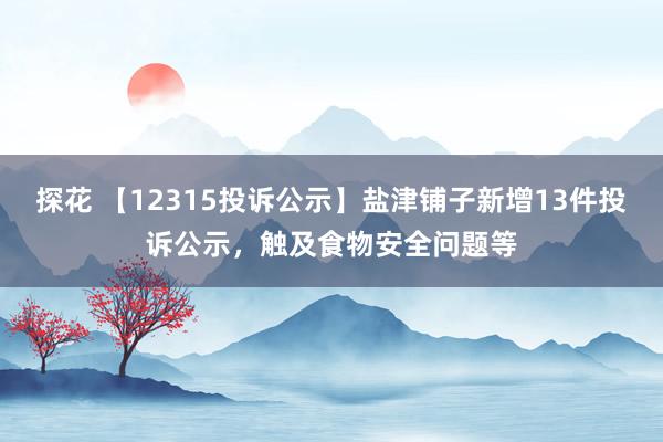 探花 【12315投诉公示】盐津铺子新增13件投诉公示，触及食物安全问题等