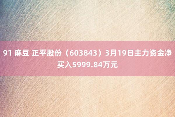 91 麻豆 正平股份（603843）3月19日主力资金净买入5999.84万元