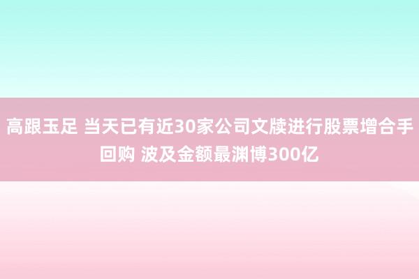 高跟玉足 当天已有近30家公司文牍进行股票增合手回购 波及金额最渊博300亿