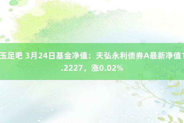 玉足吧 3月24日基金净值：天弘永利债券A最新净值1.2227，涨0.02%