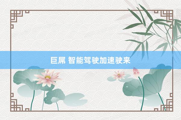 巨屌 智能驾驶加速驶来