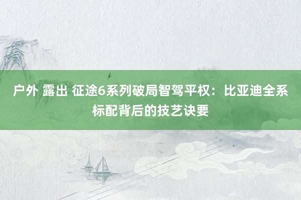 户外 露出 征途6系列破局智驾平权：比亚迪全系标配背后的技艺诀要