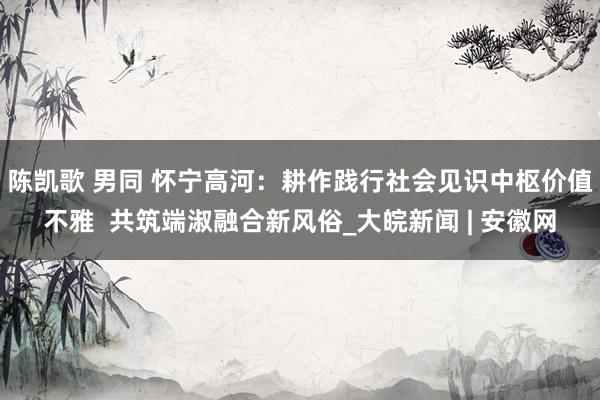 陈凯歌 男同 怀宁高河：耕作践行社会见识中枢价值不雅  共筑端淑融合新风俗_大皖新闻 | 安徽网