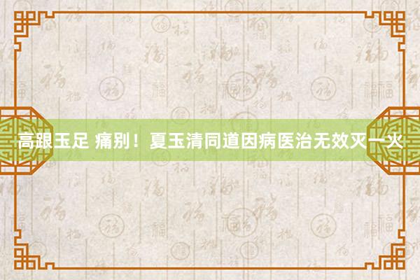 高跟玉足 痛别！夏玉清同道因病医治无效灭一火
